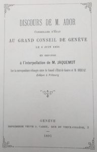 Gustave Ador à Jaquemot - 6 juin 1891 - Grand Conseil
